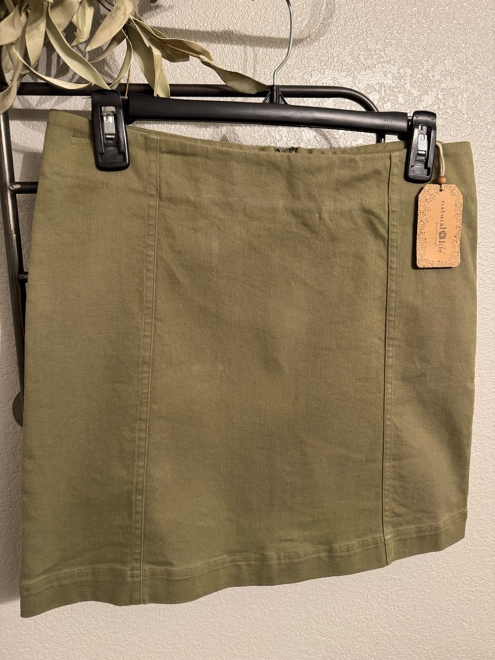 NATURAL LIFE Olive Green Cotton Mini Skirt